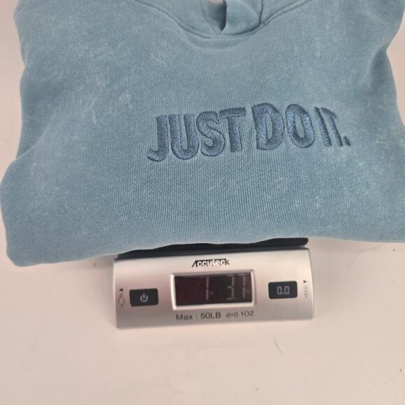 Nike Blue Bleach Washed Embroidered Hoodie Size LG Streetwear Casual Comfy - Picture 10 of 10